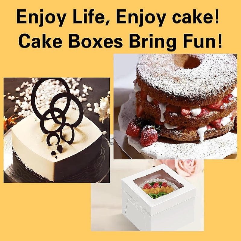 Packpal 20Pack 12 Inch Cake Boxes With Cake Boards (10 boxes & 10 boards), 12X12X8 Inch White Bakery Boxes With Windown For Chocolates, Cajas Pasteles, Cookie, Pastries,Pie, Easter Gift Cakes - Image 5