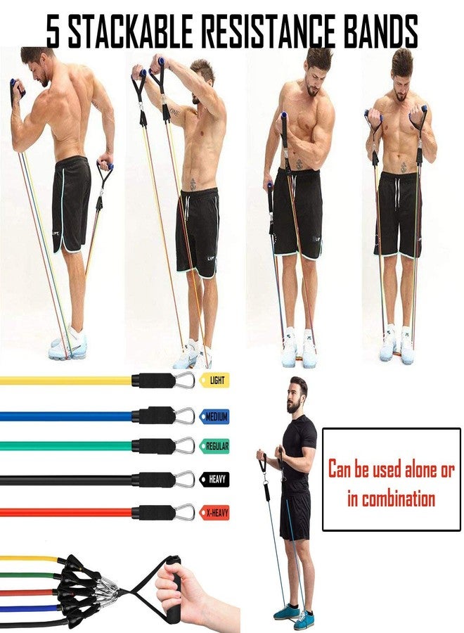 ALN® Resistance Bands Set (11pcs), Exercise Bands with Door Anchor, Handles, Waterproof Carry Bag, Legs Ankle Straps for Resistance Training, Physical Therapy, Home Workouts for Men and Women - Image 2