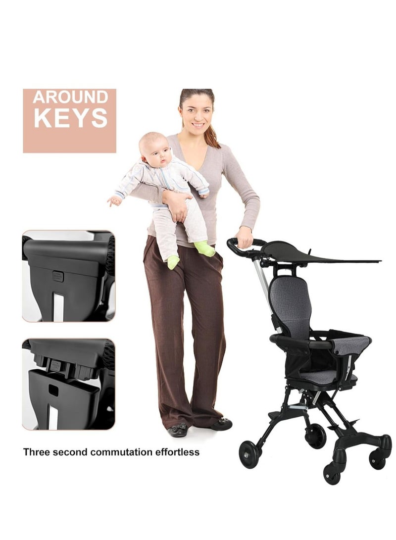 عربة أطفال صغيرة الحجم خفيفة الوزن وسهلة الطي وعربة أطفال للسفر، سلة تخزين كبيرة، متعددة الأوضاع، قابلة للطي بيد واحدة - Image 2