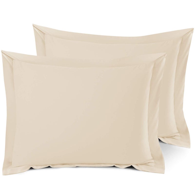 Nestl Soft Pillow Shams Set of 2  Double Brushed Microfiber Pillow Covers  Hotel Style Premium Bed Pillow Cases with 15 Decorative Flange Standard 20x26  Cream