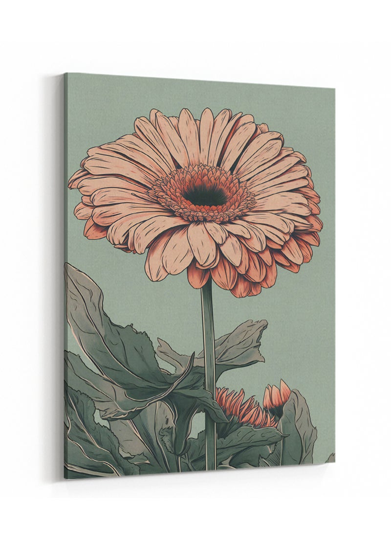 LOWHA Canvas Wall Art Stretched Over Wooden Frame with Daisy With Green Stem Painting  - Image 4