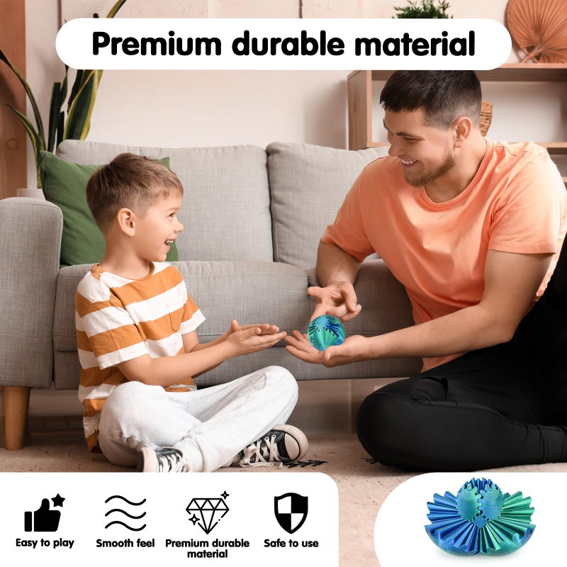 Minleway Gear Ball 3D Printed Cube Fidget Toy,Gear Sphere Fidget Toys,Sensory Toys for Stress and Anxiety Relief, Desk Toy Fidget Spinners,Stocking Stuffers for Adults & Kids Gift(Blue Green, 2.3 Inch) - Image 2