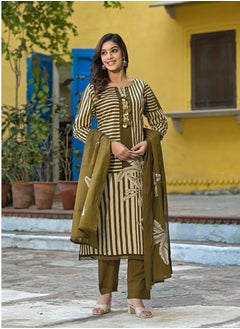 PRIYA’S PANACHE Pure Cotton Kurta Set with Digitally Printed Floral Design | Ethnic Kurti Pant Dupatta Set | Traditional Indian Dress for Women.  - Image 1