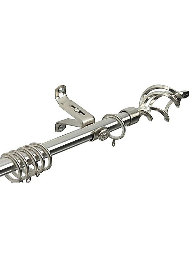 AL WADI FURNITURE Roman Pole Style Heavy Duty Luxury Extendable Curtain Rod, Metal Single Rod Finials Decorative End Window Treatment Rod Drapery Rod (SILVER, 200 – 400 cm)  - Image 4