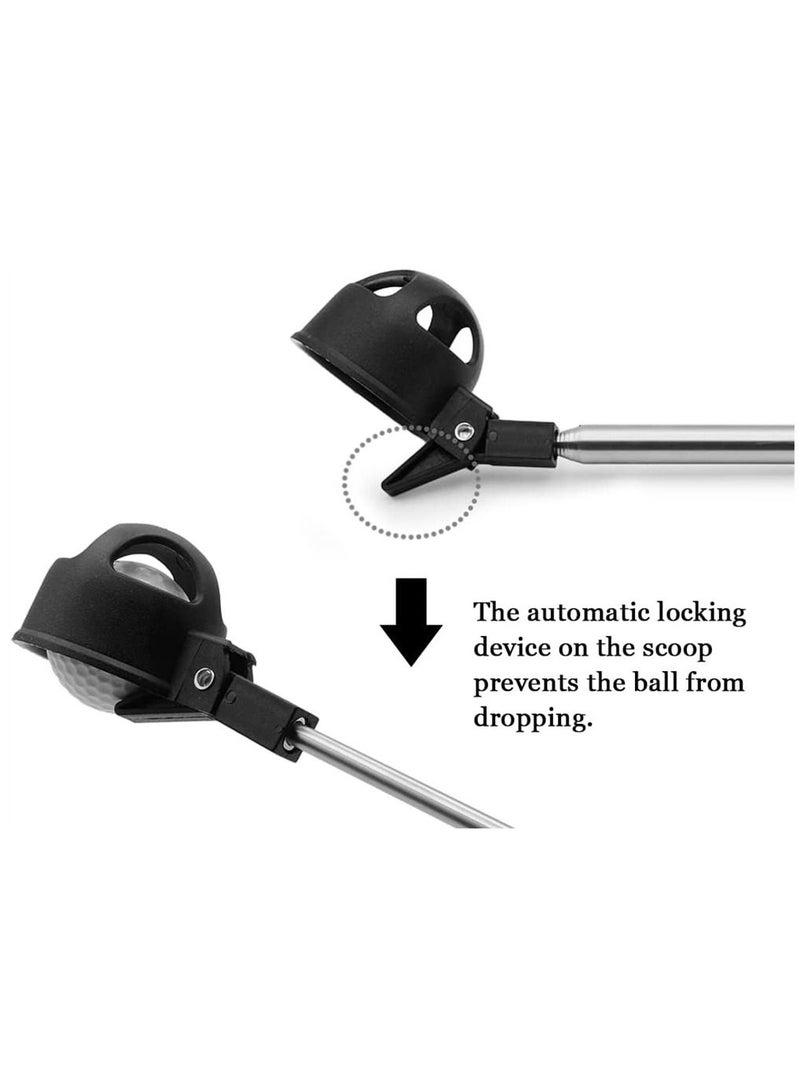 KASTWAVE Portable Telescopic Golf Ball Retriever Stainless Steel Shaft Golf Ball Picker Ball Pick Up Scoop Automatic Locking Scoop - Image 3