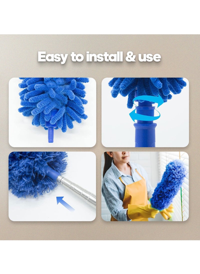 AMROAH 360 Microfiber Duster Brush for high Ceilings 76-254cm (30-100") with Telescopic Extra Long Pole, Extendable Reusable Duster Wand Washable Lightweight for Cleanong High Ceiling Fan Blinds Furniture Cars  - Image 5