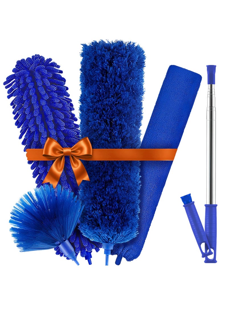 AMROAH 360 Microfiber Duster Brush for high Ceilings 76-254cm (30-100") with Telescopic Extra Long Pole, Extendable Reusable Duster Wand Washable Lightweight for Cleanong High Ceiling Fan Blinds Furniture Cars  - Image 1