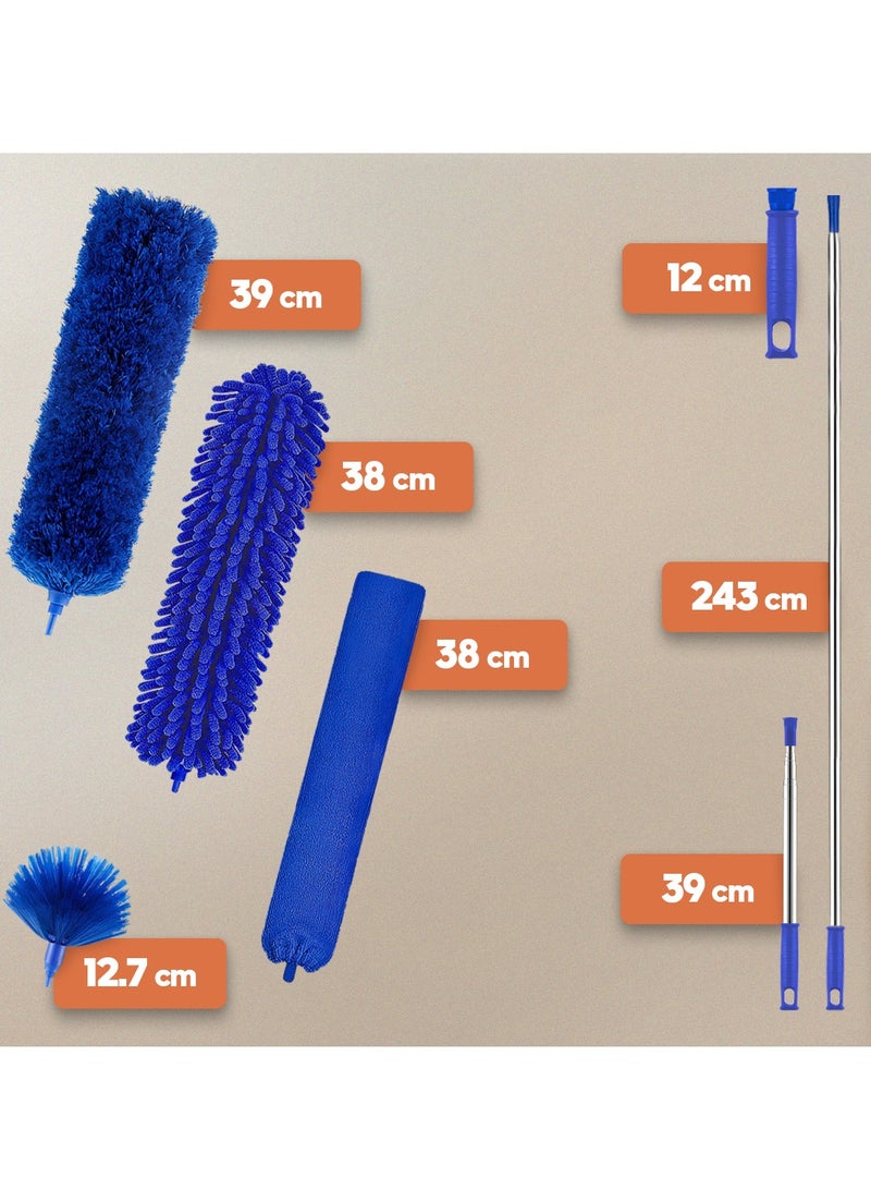 AMROAH 360 Microfiber Duster Brush for high Ceilings 76-254cm (30-100") with Telescopic Extra Long Pole, Extendable Reusable Duster Wand Washable Lightweight for Cleanong High Ceiling Fan Blinds Furniture Cars - Image 2