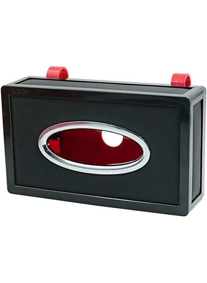 حامل علبة المناديل من الجلد الأسود الصناعي لتزيين مقصورة السيارة، غطاء علبة المناديل الداخلية - Image 2