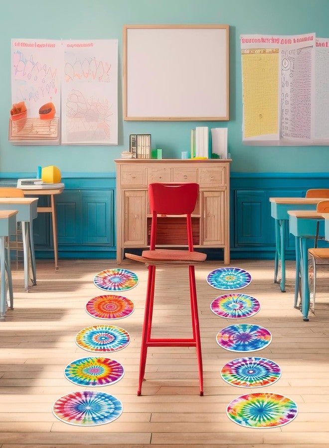 Maasechs 12 Pcs Carpet Circle Seats, 15 Inch Round Rug, Soft Non Slip Floor Mat, Cute Floor Cushion Rug for Living Room, Learning, Playing Areas, Story Time, Group Activity (Tie Dye) - Image 4
