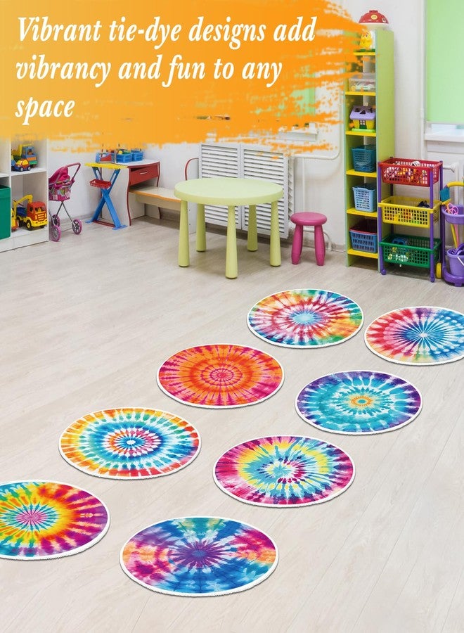 Maasechs 12 Pcs Carpet Circle Seats, 15 Inch Round Rug, Soft Non Slip Floor Mat, Cute Floor Cushion Rug for Living Room, Learning, Playing Areas, Story Time, Group Activity (Tie Dye) - Image 5