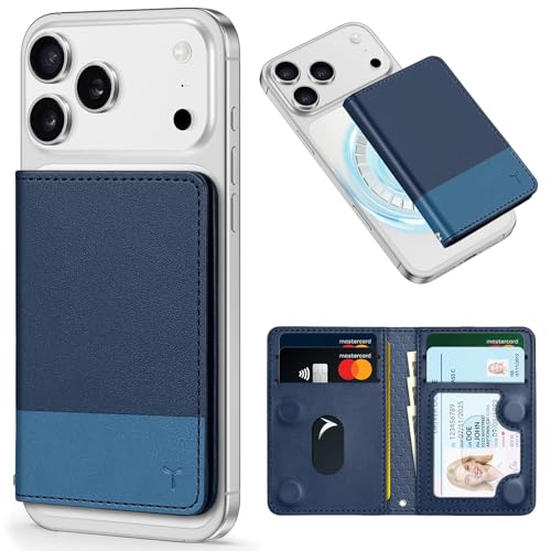TUCCH for Magsafe Phone Wallet, RFID Blocking [6 Card Slots] [Clear ID Window] PU Leather Folio Women Men Magnetic Card Wallet for iPhone 17 16 15 14 13 12/Pro/Pro Max/Plus/Air, Blue & Light Blue - Image 1