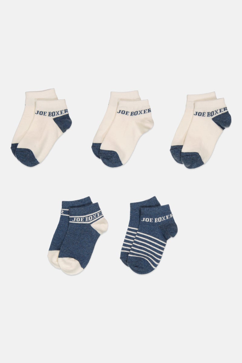 Joe Boxer Toddlers Boy 5 Pairs Brand Logo Ankle Socks, Multicolor - Image 3