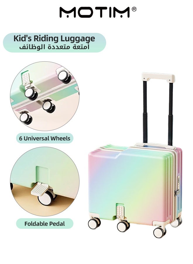Motim Kid's Ride-On Suitcase with 6 Silent Spinner Wheels & Foldable Foot Pedals & TSA Lock Ride on Kids Luggage Toddler Travel Luggage Rolling Suitcases for Boys Girls - Image 1