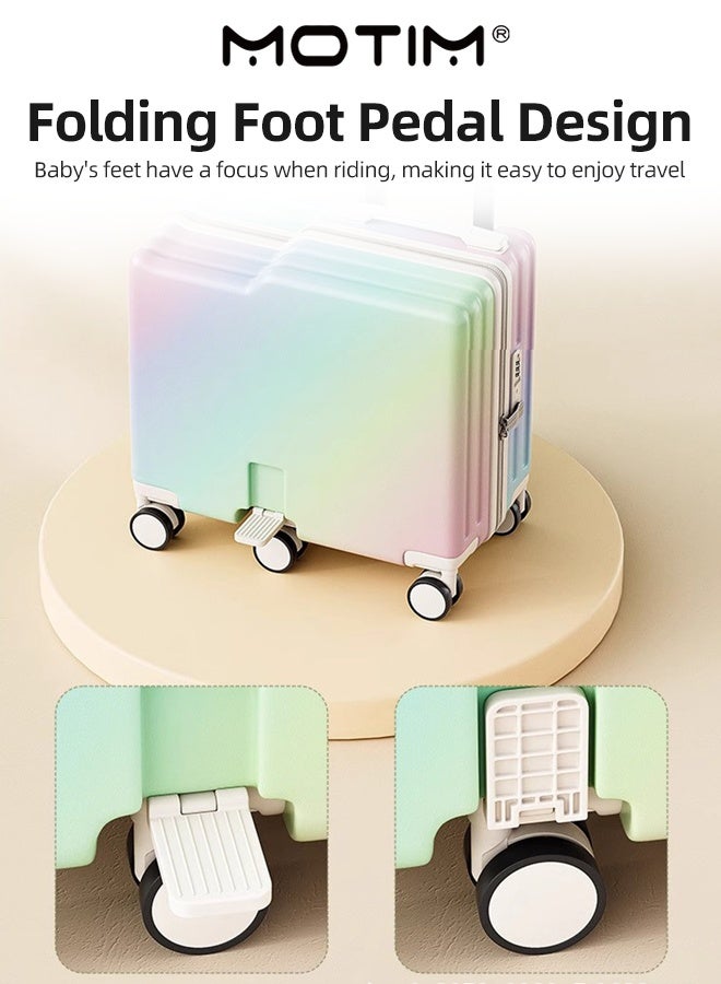 Motim Kid's Ride-On Suitcase with 6 Silent Spinner Wheels & Foldable Foot Pedals & TSA Lock Ride on Kids Luggage Toddler Travel Luggage Rolling Suitcases for Boys Girls - Image 3