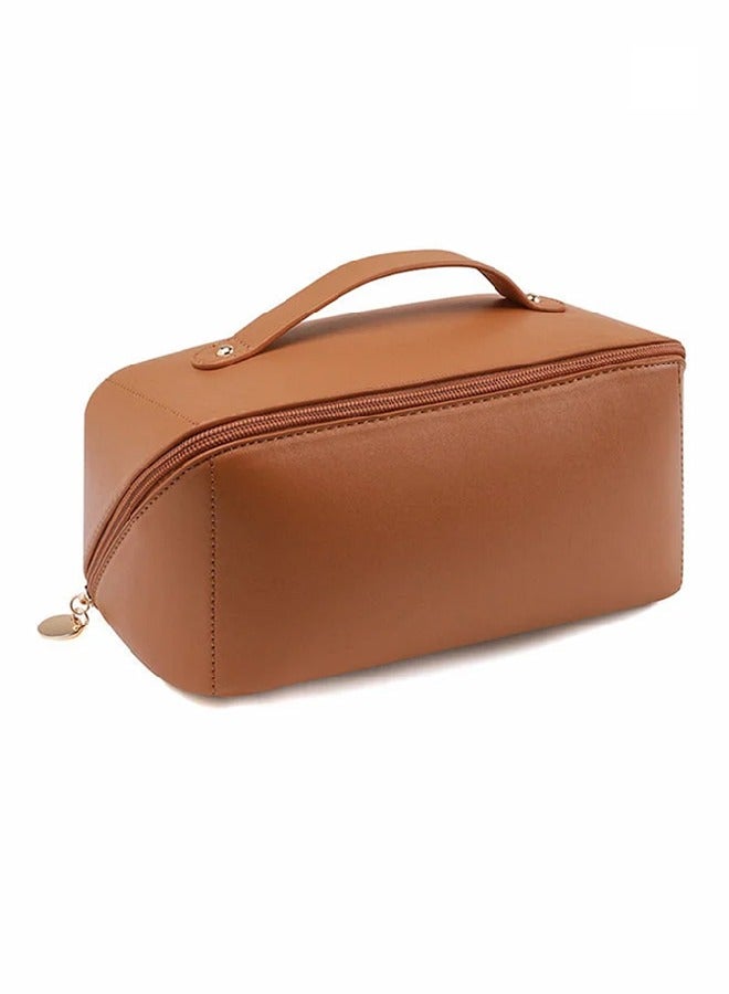 حقيبة مستحضرات تجميل للسفر ذات سعة كبيرة ، حقيبة مكياج مزدوجة الطبقة ، أكياس مكياج جلدية محمولة مقاومة للماء ، حقيبة أدوات الزينة لفرش المكياج ، أكياس مكياج تخزين متعددة الوظائف للنساء - Image 1