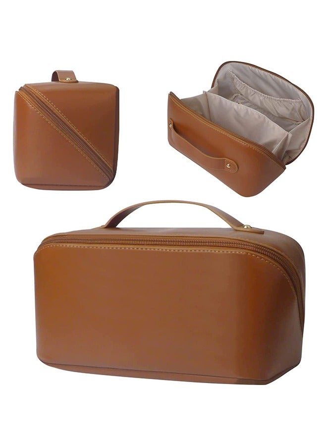 حقيبة مستحضرات تجميل للسفر ذات سعة كبيرة ، حقيبة مكياج مزدوجة الطبقة ، أكياس مكياج جلدية محمولة مقاومة للماء ، حقيبة أدوات الزينة لفرش المكياج ، أكياس مكياج تخزين متعددة الوظائف للنساء - Image 2