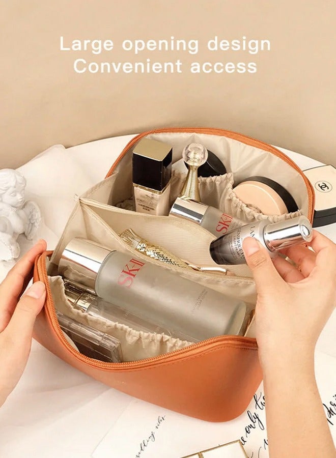 حقيبة مستحضرات تجميل للسفر ذات سعة كبيرة ، حقيبة مكياج مزدوجة الطبقة ، أكياس مكياج جلدية محمولة مقاومة للماء ، حقيبة أدوات الزينة لفرش المكياج ، أكياس مكياج تخزين متعددة الوظائف للنساء - Image 3