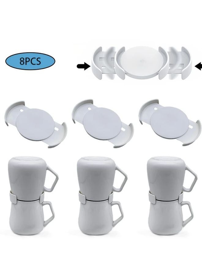 Blue 8Pcs Adjustable Plastic Mug Hooks Space Saving Expandable Cup Rack For Kitchen Cabinet Storage - Image 2