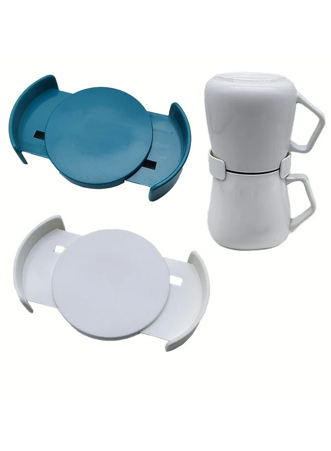 Blue 8Pcs Adjustable Plastic Mug Hooks Space Saving Expandable Cup Rack For Kitchen Cabinet Storage - Image 3