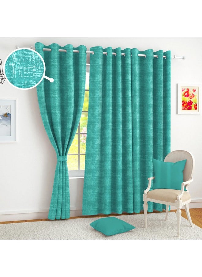 Story@Home Story@Home Blackout Long Door Curtains 9 Feet Long Set of 4 | Abstract Design Long Door Curtain | Thermal Insulated Curtains | Room Darkening Curtains | Curtains for Living Room | (116 x 275 cm, Cyan)  - Image 1