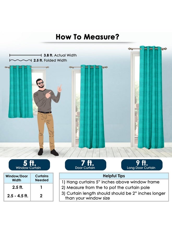 Story@Home Story@Home Blackout Long Door Curtains 9 Feet Long Set of 4 | Abstract Design Long Door Curtain | Thermal Insulated Curtains | Room Darkening Curtains | Curtains for Living Room | (116 x 275 cm, Cyan)  - Image 2