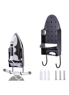 VINSOC Ironing Board Holder Wall Mounted Storage Organizer Electric Iron Holder Household Bathroom Shelf with Heat Resistant Tray Storage Organizer Easily Mount Against Wall Black  - Image 1