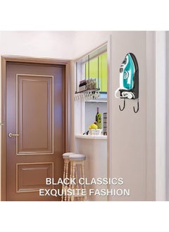 VINSOC Ironing Board Holder Wall Mounted Storage Organizer Electric Iron Holder Household Bathroom Shelf with Heat Resistant Tray Storage Organizer Easily Mount Against Wall Black  - Image 3