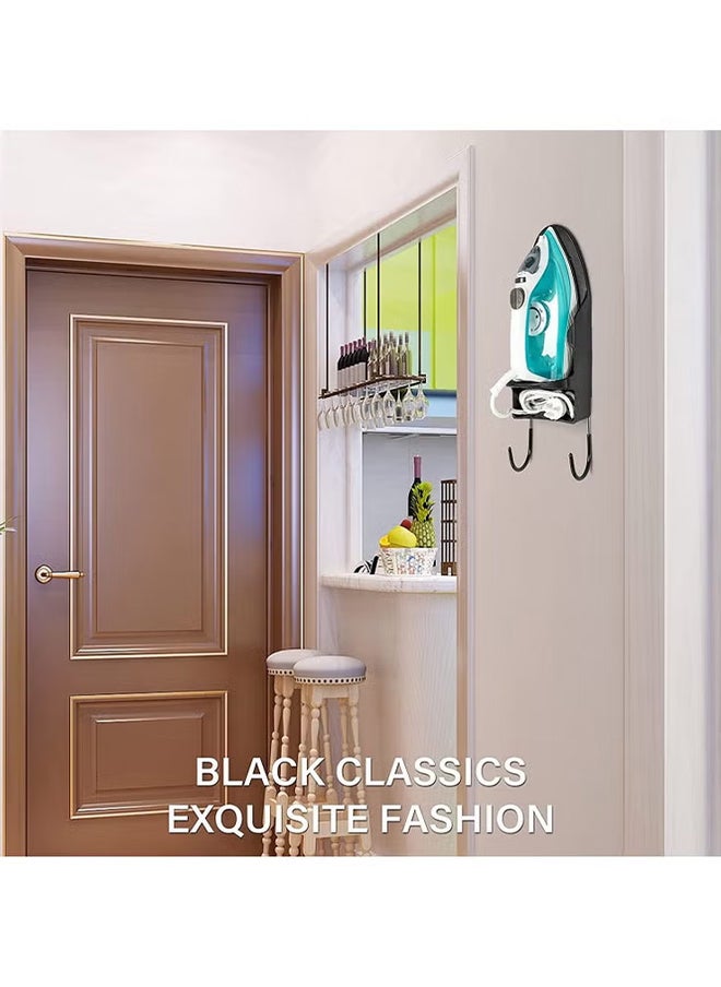 VINSOC Ironing Board Holder Wall Mounted Storage Organizer Electric Iron Holder Household Bathroom Shelf with Heat Resistant Tray Storage Organizer Easily Mount Against Wall Black  - Image 3