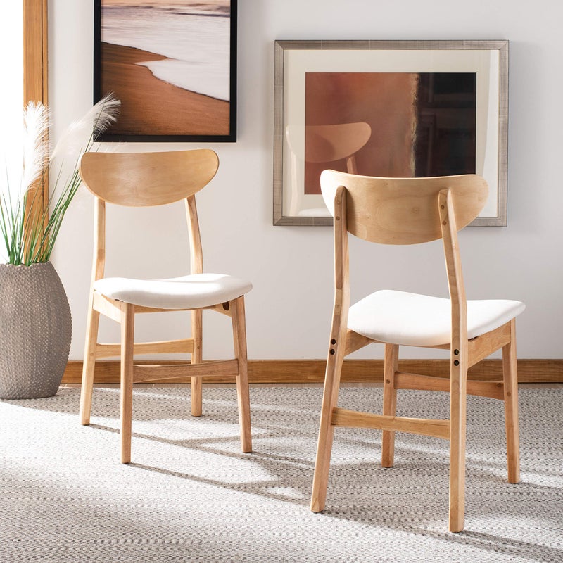 Safavieh Home Lucca Retro Natural and White Cushion Dining Chair Set of 2