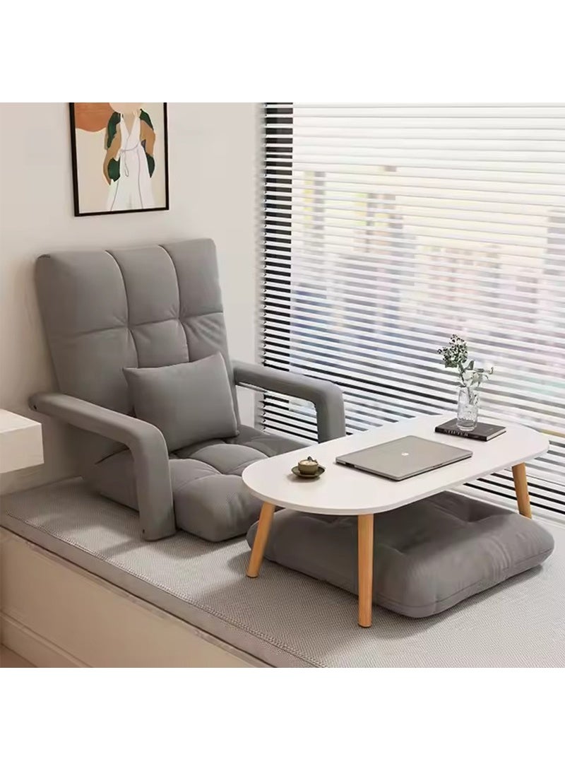 AGD Padded Sofa Chair with Back Support and Armrests, Foldable and Adjustable 5-Level Recline for Reading and Relaxing (Grey) - Image 5