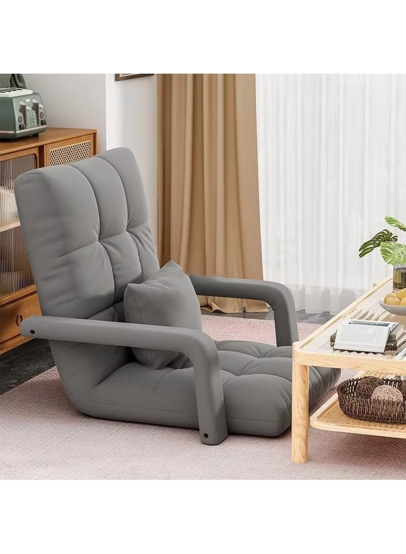 AGD Padded Sofa Chair with Back Support and Armrests, Foldable and Adjustable 5-Level Recline for Reading and Relaxing (Grey) - Image 4