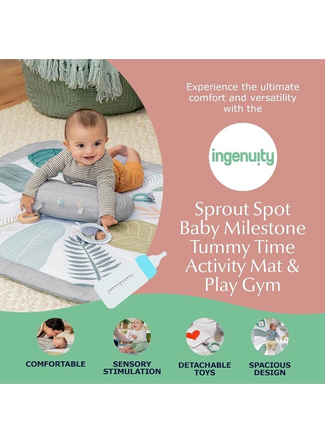 Ingenuity Sprout Spot Baby Milestone Tummy Time Activity Mat and Play Gym Unisex Ages 0+ Months 40 x 40 Inches - Image 2