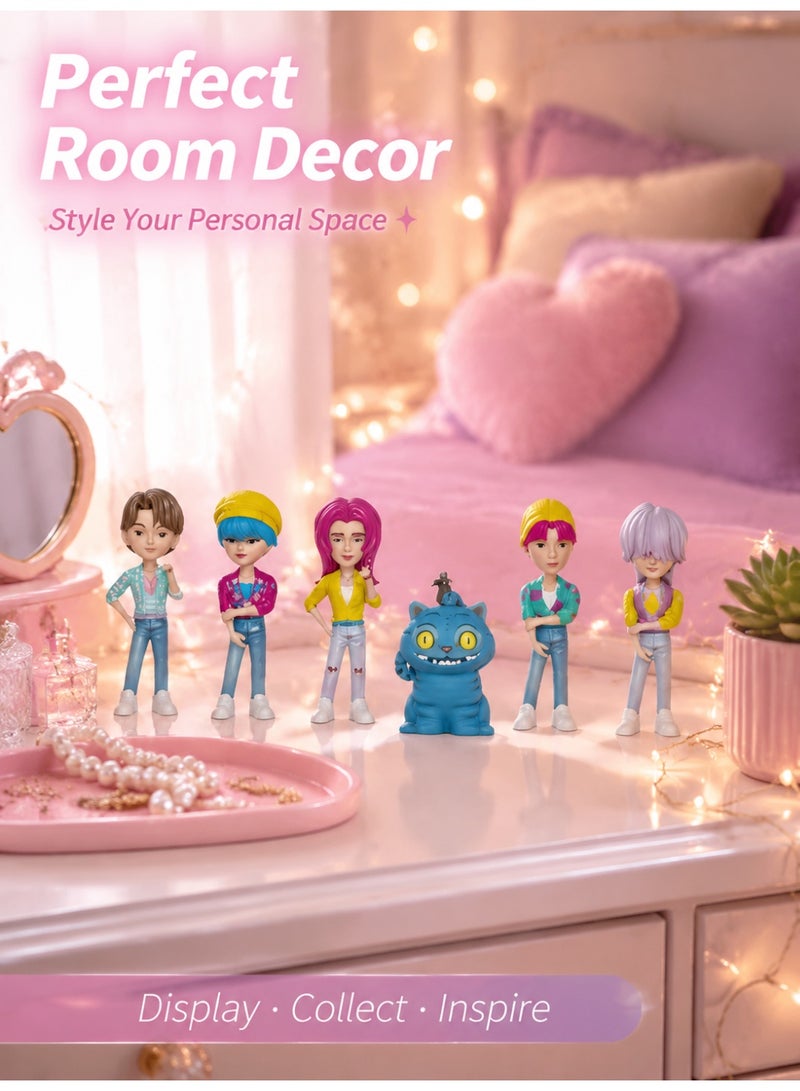 6-piece Korean-style Demon Slayer figure set - cute anime figurines for home and office decoration, an excellent holiday gift - Image 3