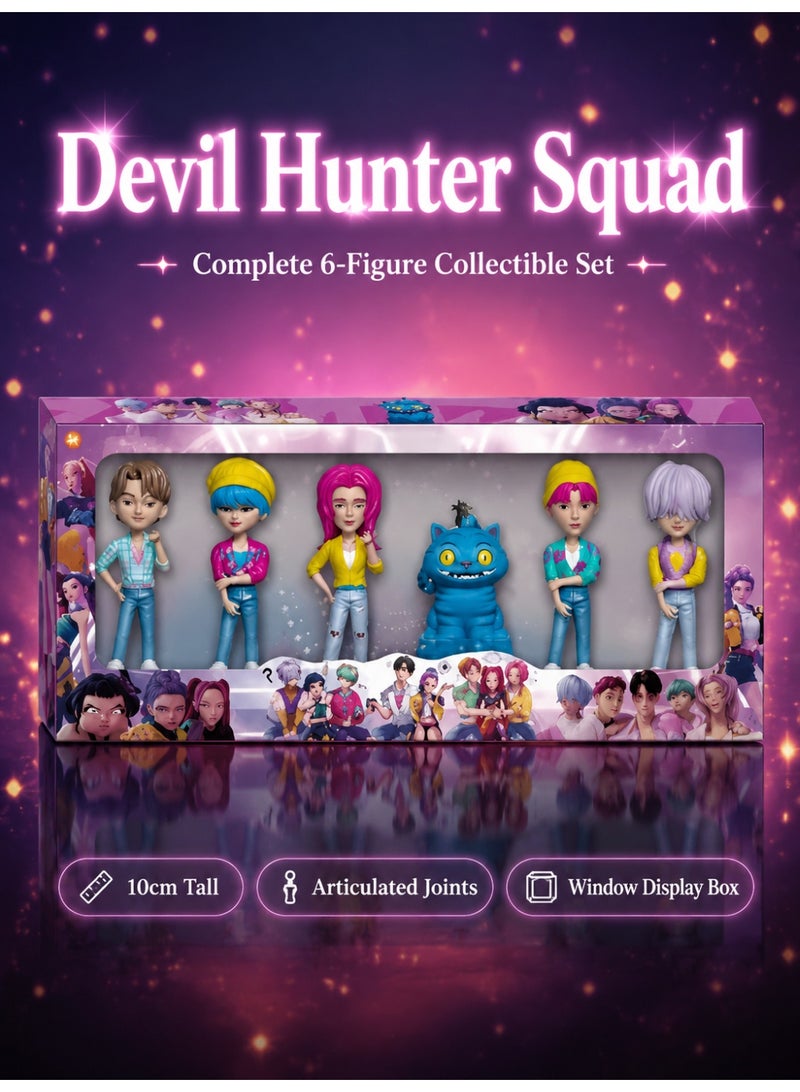 6-piece Korean-style Demon Slayer figure set - cute anime figurines for home and office decoration, an excellent holiday gift - Image 1