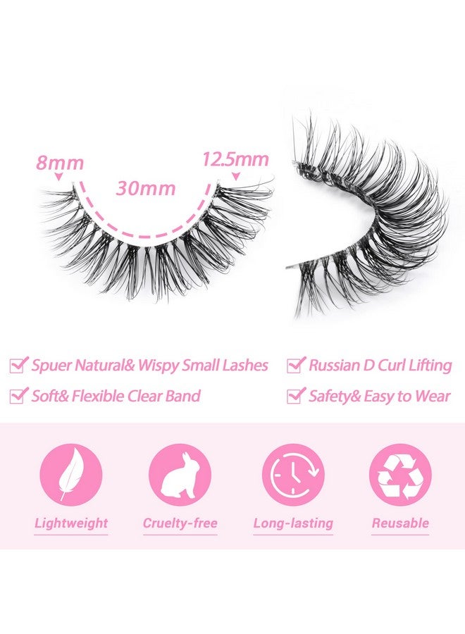 جيمير رموش ذات مظهر طبيعي وواضحة من Demiwispies رموش صناعية قصيرة رقيق ثلاثية الأبعاد عين القطة 13 مم رموش شريطية 7 أزواج - Image 2