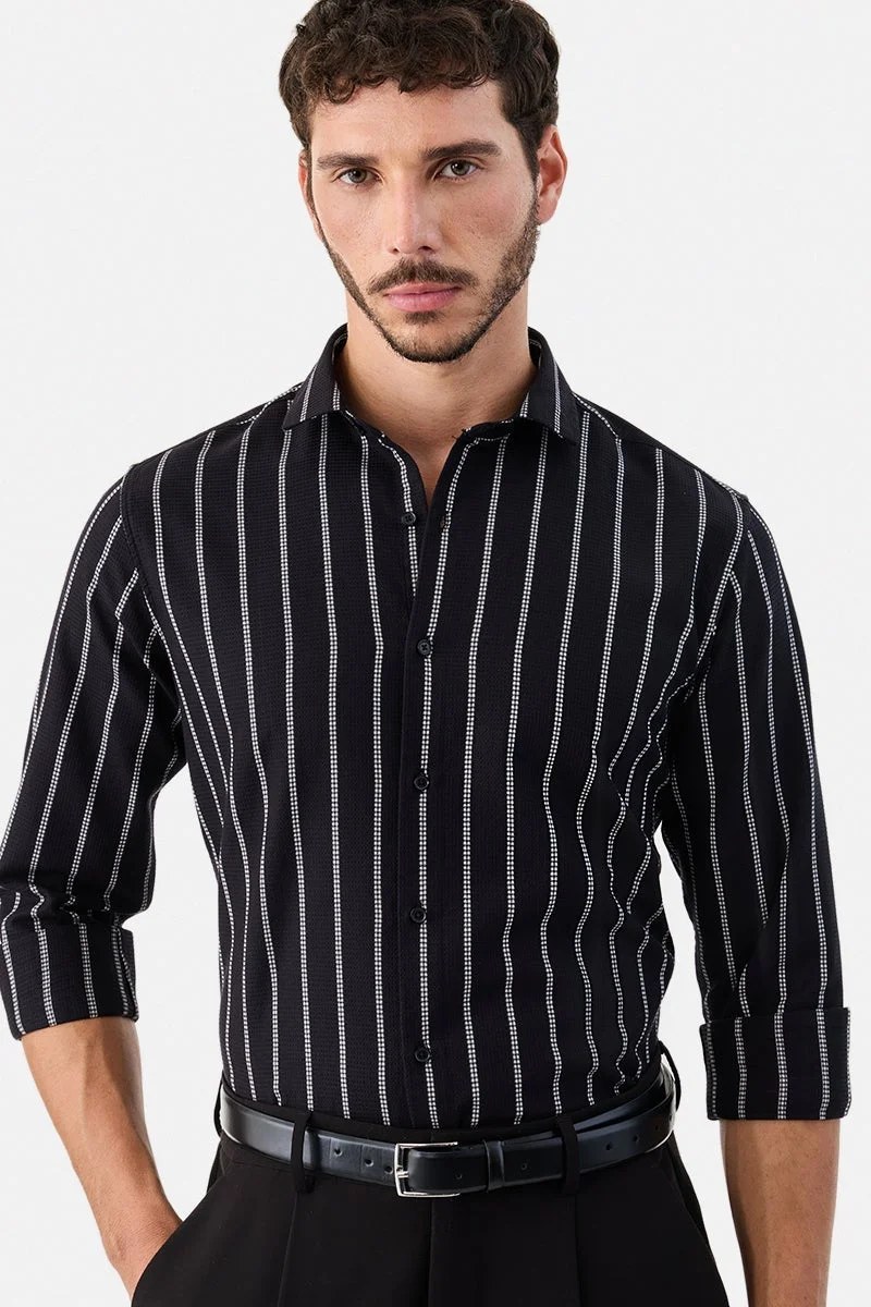 SNITCH Stripes 100% Cotton Slim Fit Shirt