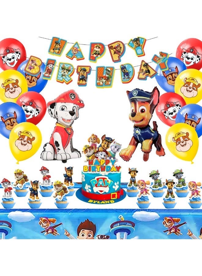 ILovhaprty Paw Patrol Party Decorations, 29Pcs Paw Patrol Party Supplies - Paw Patrol Party Balloons Background Tablecloth and Paw Patrol Happy Birthday Banner etc. Puppy Paw Patrol Birthday Party Decorations - Image 1