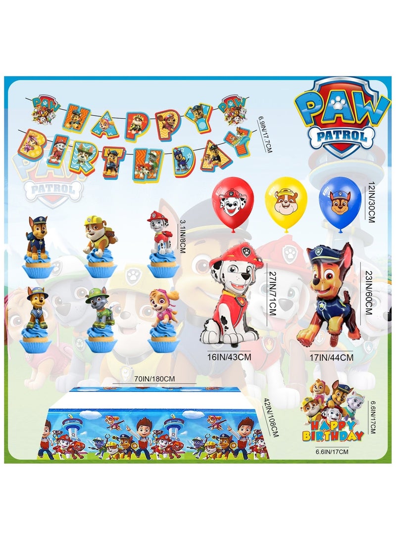 ILovhaprty Paw Patrol Party Decorations, 29Pcs Paw Patrol Party Supplies - Paw Patrol Party Balloons Background Tablecloth and Paw Patrol Happy Birthday Banner etc. Puppy Paw Patrol Birthday Party Decorations - Image 3