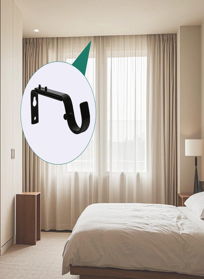 Eikshy Adjustable Curtain Rod Brackets, 3 Pcs Premium Rod Brackets for Wall, Curtain Rod Holder, Drapery Rod Holders Hardware Window Curtain Rod Support Hanger for 7/8 or 1-Inch Rod (Black) - Image 5