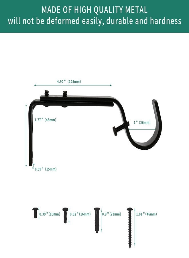 Eikshy Adjustable Curtain Rod Brackets, 3 Pcs Premium Rod Brackets for Wall, Curtain Rod Holder, Drapery Rod Holders Hardware Window Curtain Rod Support Hanger for 7/8 or 1-Inch Rod (Black) - Image 2
