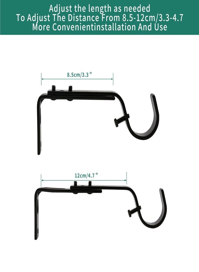 Eikshy Adjustable Curtain Rod Brackets, 3 Pcs Premium Rod Brackets for Wall, Curtain Rod Holder, Drapery Rod Holders Hardware Window Curtain Rod Support Hanger for 7/8 or 1-Inch Rod (Black) - Image 3