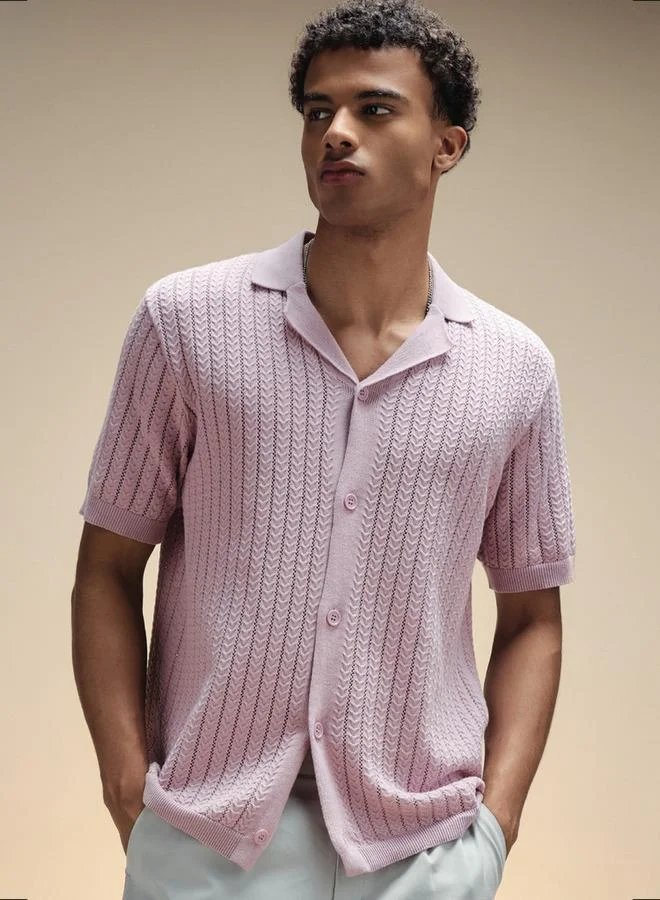 Iconic Iconic Textured Camp Collar Shirt