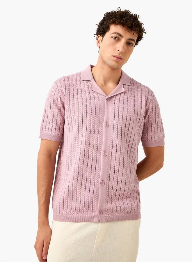 Iconic Iconic Textured Camp Collar Shirt