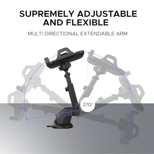 Amkette iGrip Drive Telescopic Car Mobile Holder for Dashboard, Mobiles Holder for car Dashboard, with 360 Rotation, One -Touch Release Adjustable Mount with Strong Suction Cup,Durable Mobile Stand - Image 2