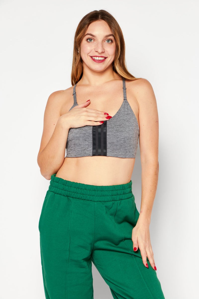 Adidas Women Padded Sports Bra, Grey - Image 1