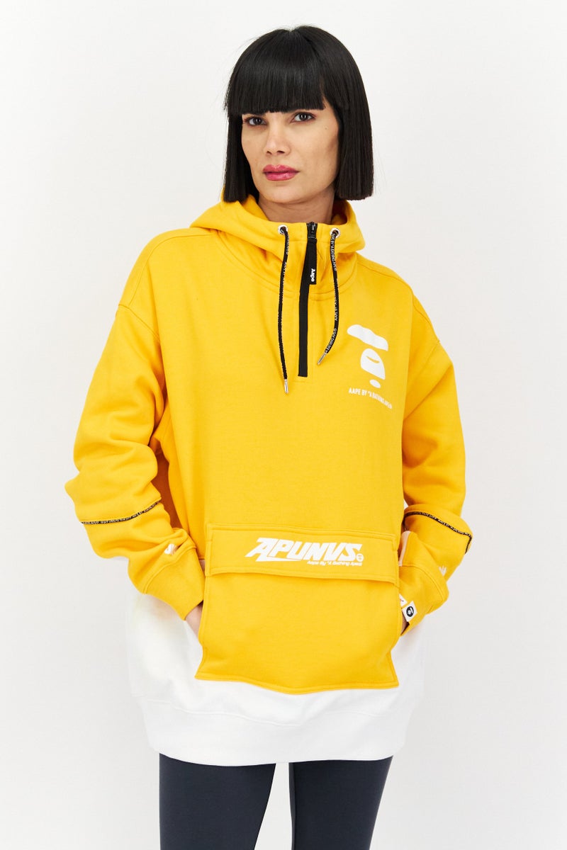 Aape By A Bathing Ape Women Brand Logo Long Sleeve Hoodie, Yellow - Image 1