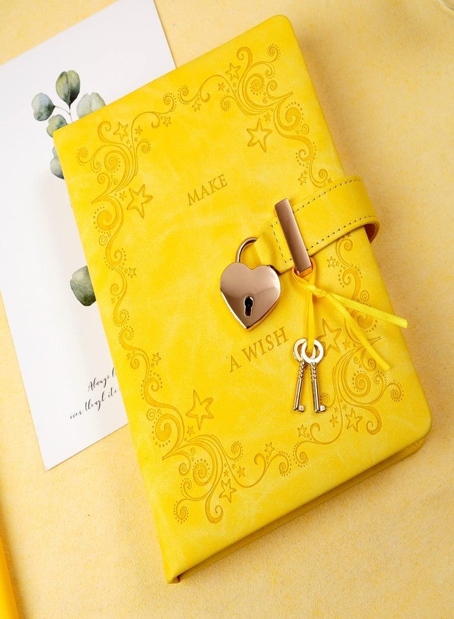 CAGIE Diary with Lock for Girls, Kids Journal with Lock Personal Organizer Travel Secret Journal Notebook Gifts for Teen Girls and Women, 5.3 x 7 in, Yellow - Image 2