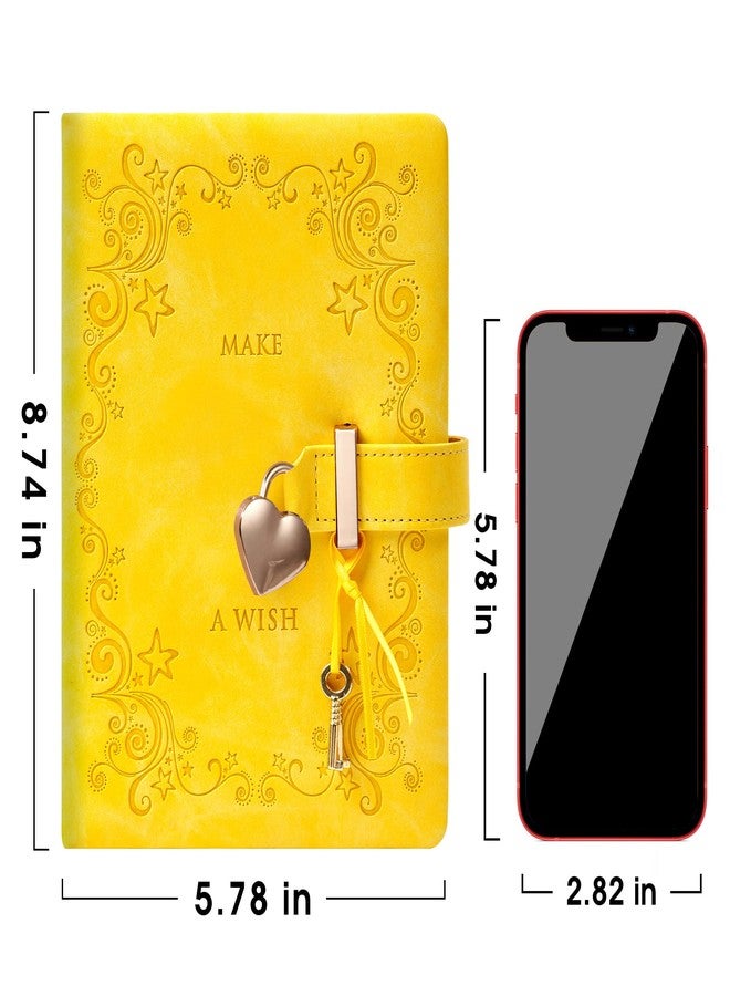 CAGIE Diary with Lock for Girls, Kids Journal with Lock Personal Organizer Travel Secret Journal Notebook Gifts for Teen Girls and Women, 5.3 x 7 in, Yellow - Image 4