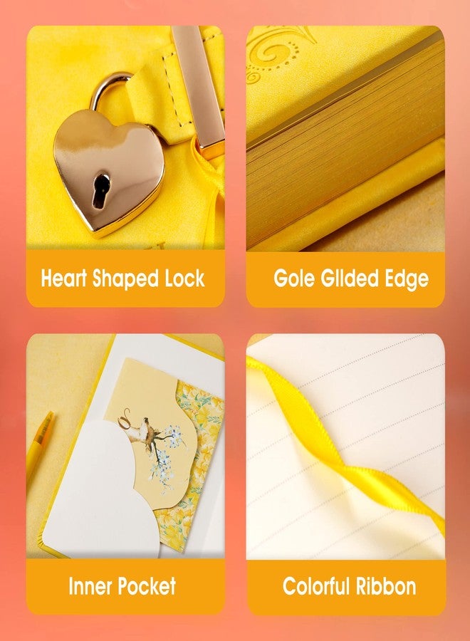 CAGIE Diary with Lock for Girls, Kids Journal with Lock Personal Organizer Travel Secret Journal Notebook Gifts for Teen Girls and Women, 5.3 x 7 in, Yellow - Image 3